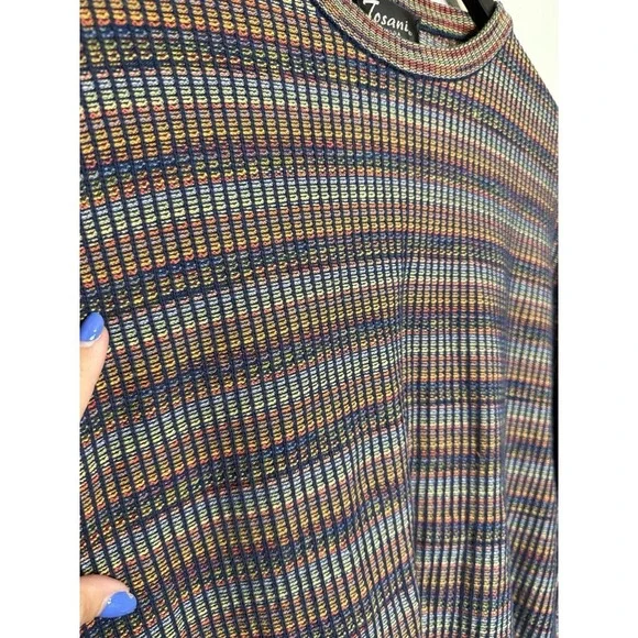 Vintage Tosani Canada Knit Sweater Mens Size Medium Pullover Colorful Cotton - Picture 5 of 6